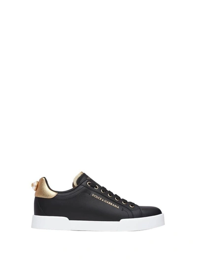Dolce & Gabbana Black And Gold Sneakers In Nero E Oro