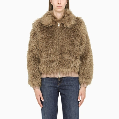 Becagli Short Oat-coloured Fur Coat In Beige