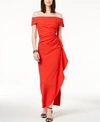 Vince Camuto Ruffled Off-the-shoulder Gown In Red