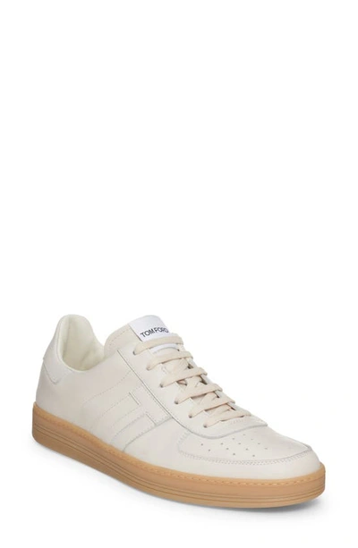 Tom Ford Smooth Leather Low Top Trainers In Neutrals