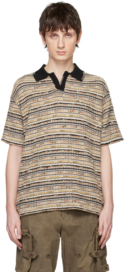 Andersson Bell Knitted Polo Shirt In Beige
