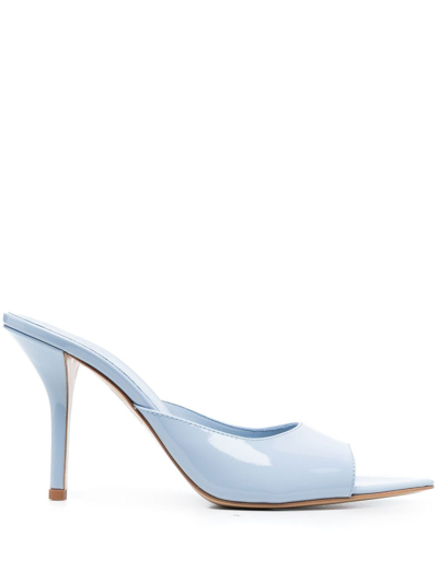 Gia Borghini 90mm Patent Leather Mules In Ice Blue