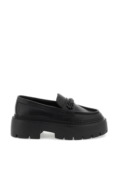 Jimmy Choo 40mm Bryer Leather Loafers In Black