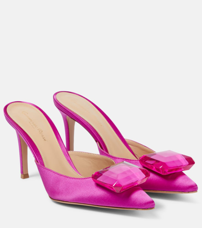 Gianvito Rossi 85mm Jaipur Satin Mules In Pink