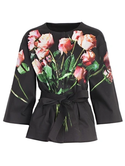 Moschino Floral Print Jacket In Black