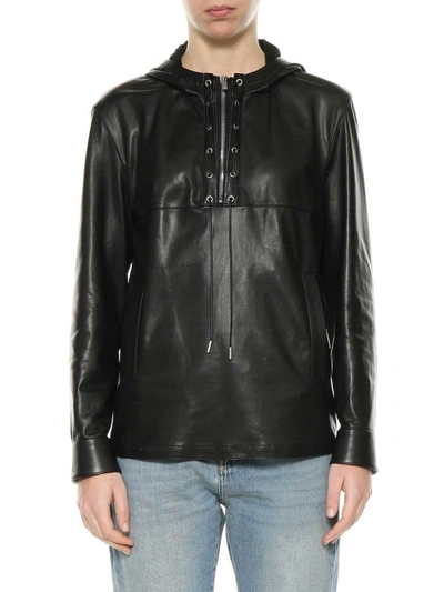 Saint Laurent Leather Jacket In Nero