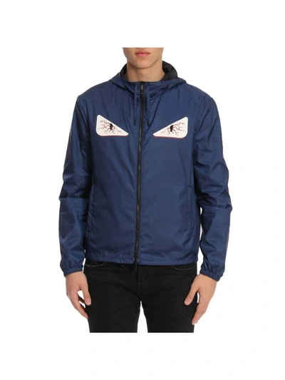 Fendi Bag Bugs Windbreaker Jacket In Night Blue