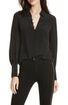 L'agence Naomi Button-front Silk Blouse In Black