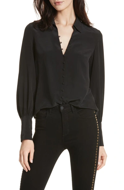 L Agence Naomi Button-front Silk Blouse In Black