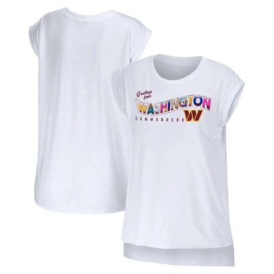 Wear By Erin Andrews White Washington Commanders Greetings From Muscle T-shirt