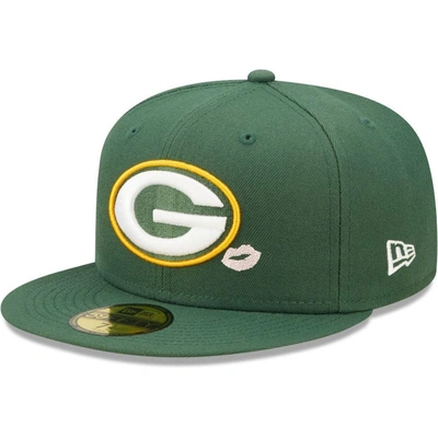 New Era Green Green Bay Packers Lips 59fifty Fitted Hat