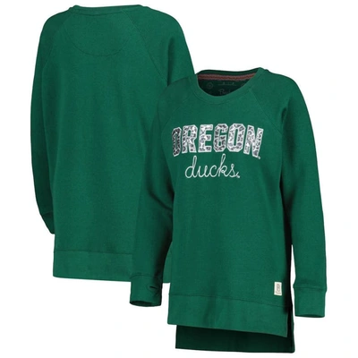 Pressbox Green Oregon Ducks Steamboat Animal Print Raglan Pullover Sweatshirt