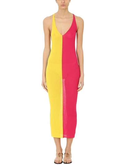 Diane Von Furstenberg Cross Back Knit Dress In Fuxia