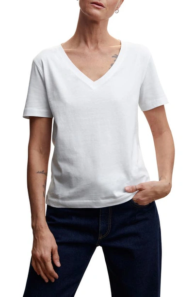 Mango V-neck T-shirt In White