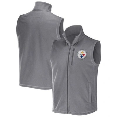 Nfl X Darius Rucker Collection By Fanatics Gray Pittsburgh Steelers Polar Fleece Full-zip Vest