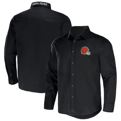 Nfl X Darius Rucker Collection By Fanatics Black Cleveland Browns Convertible Twill Long Sleeve Butt