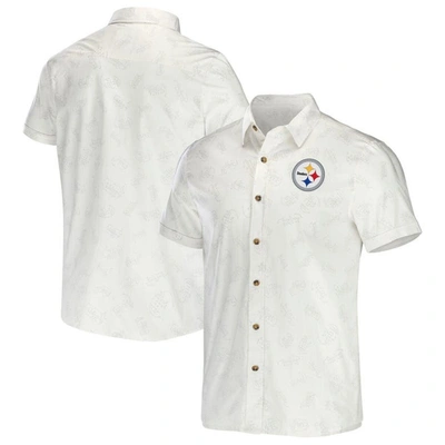 Nfl X Darius Rucker Collection By Fanatics White Pittsburgh Steelers Woven Button-up T-shirt