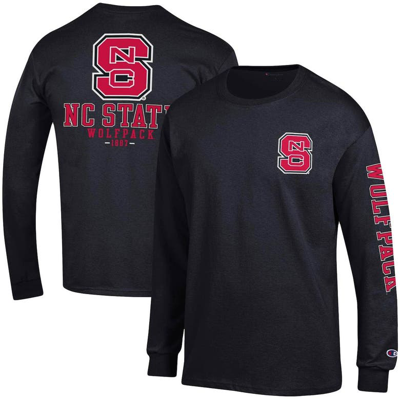 Champion Black Nc State Wolfpack Team Stack Long Sleeve T-shirt