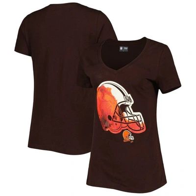 New Era Brown Cleveland Browns Ink Dye Sideline V-neck T-shirt