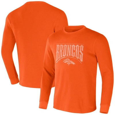 Nfl X Darius Rucker Collection By Fanatics Orange Denver Broncos Long Sleeve Thermal T-shirt