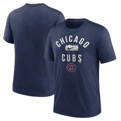 Nike Heather Navy Chicago Cubs 2022 Field Of Dreams Lockup Tri-blend T-shirt
