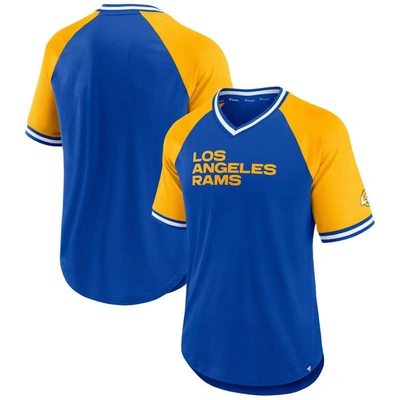 Fanatics Branded Royal Los Angeles Rams Second Wind Raglan V-neck T-shirt