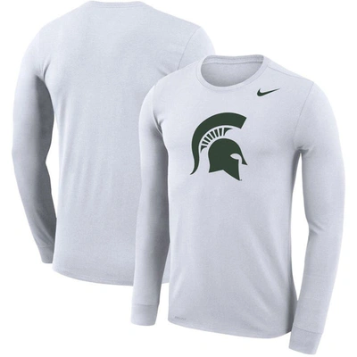 Nike White Michigan State Spartans School Logo Legend Performance Long Sleeve T-shirt