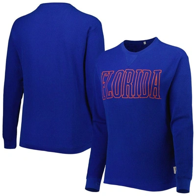 Pressbox Royal Florida Gators Surf Plus Size Southlawn Waffle-knit Thermal Tri-blend Long Sleeve T-s