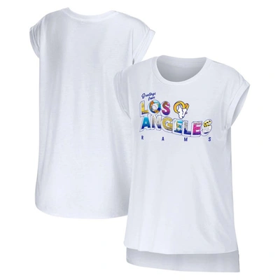 Wear By Erin Andrews White Los Angeles Rams Greetings From Muscle T-shirt