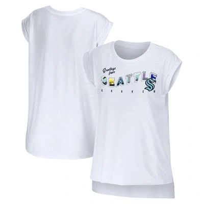 Wear By Erin Andrews White Seattle Kraken Greetings From Muscle T-shirt