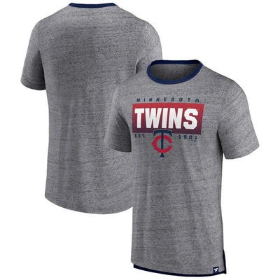 Fanatics Branded Heathered Gray Minnesota Twins Iconic Team Element Speckled Ringer T-shirt