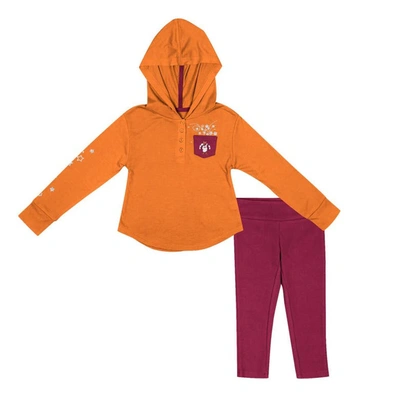 Colosseum Kids' Girls Toddler  Orange/maroon Virginia Tech Hokies Most Delightful Way Long Sleeve Hoodie T-