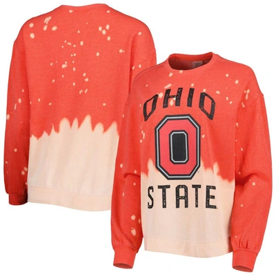Gameday Couture Scarlet Ohio State Buckeyes Twice As Nice Faded Dip-dye Pullover Sweatshirt In Red