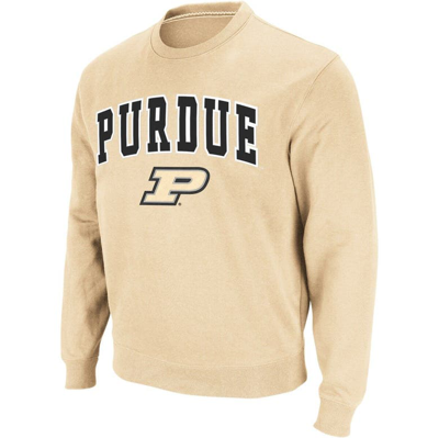 Colosseum Men's Gold-tone Purdue Boilermakers Arch And Logo Crew Neck Sweatshirt