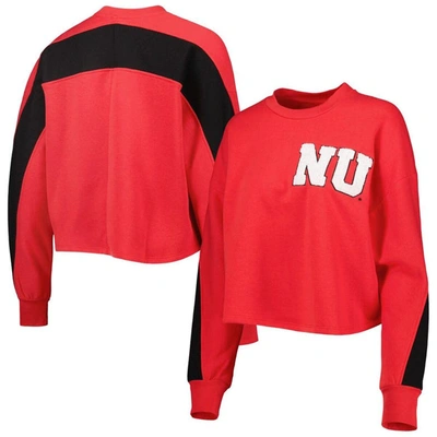 Gameday Couture Scarlet Nebraska Huskers Back To Reality Colorblock Pullover Sweatshirt In Red