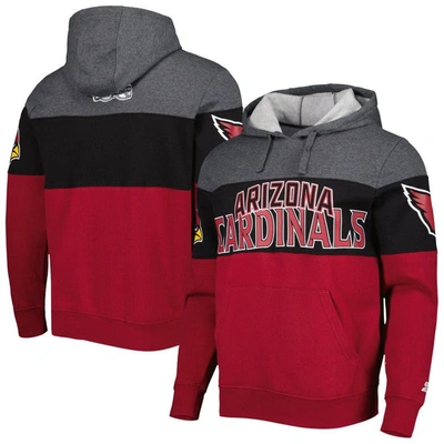 Starter Men's  Heather Charcoal, Cardinal Arizona Cardinals Extreme Pullover Hoodie In Heather Charcoal,cardinal