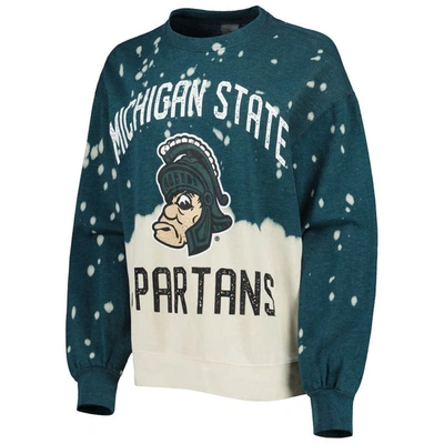 Gameday Couture Green Michigan State Spartans Twice As Nice Faded Dip-dye Pullover Sweatshirt