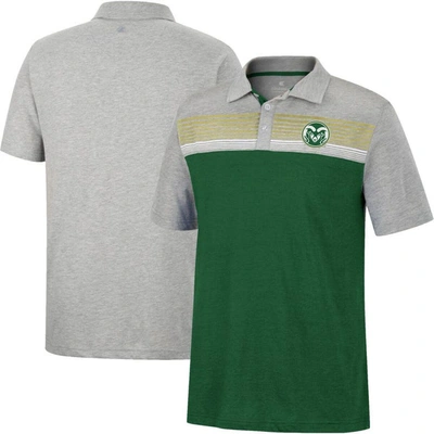 Colosseum Men's  Green, Heathered Gray Colorado State Rams Caddie Polo Shirt In Green,heathered Gray