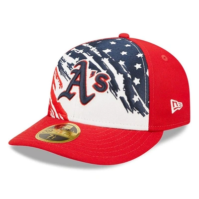 New Era Men's  Red Oakland Athletics 2022 4th Of July Low Profile 59fifty Fitted Hat