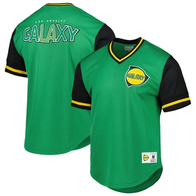 Mitchell & Ness Men's  Green La Galaxy Mesh V-neck T-shirt