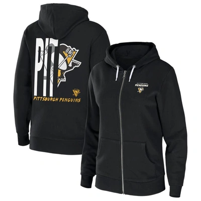 Wear By Erin Andrews Black Pittsburgh Penguins Sponge Fleece Full-zip Hoodie