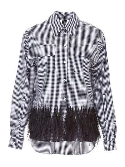 N°21 N.21 Gingham Shirt With Feathers In Quadro (white)