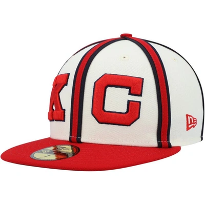 New Era Cream/red Kansas City Monarchs Cooperstown Collection Turn Back The Clock 59fifty Fitted Hat In Cream,red