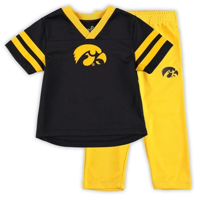 Outerstuff Kids' Toddler Black/gold Iowa Hawkeyes Red Zone Jersey & Pants Set