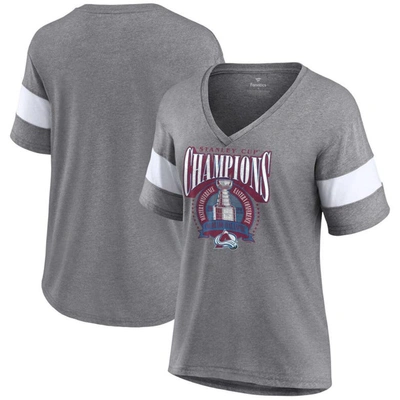 Fanatics Branded Heathered Gray Colorado Avalanche 2022 Stanley Cup Champions Banner V-neck Triblend