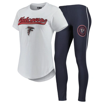 Concepts Sport Women's  White, Charcoal Atlanta Falcons Sonata T-shirt And Leggings Sleep Set In White,charcoal