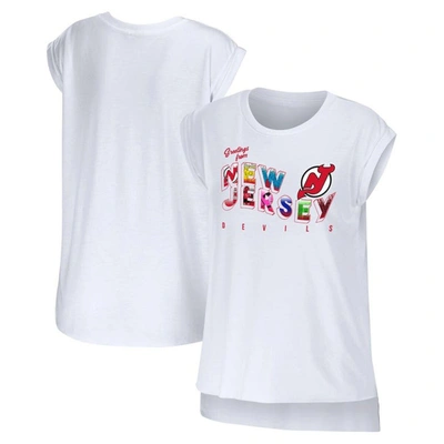 Wear By Erin Andrews White New Jersey Devils Greetings From Muscle T-shirt