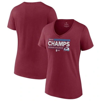 Fanatics Branded Burgundy Colourado Avalanche 2022 Stanley Cup Champions Winger V-neck T-shirt