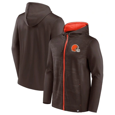 Fanatics Men's Brown Cleveland Browns Defender Full-zip Hoodie In Brown,orange