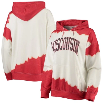 Gameday Couture Women's  White, Red Wisconsin Badgers For The Fun Double Dip-dyed Pullover Hoodie In White,red